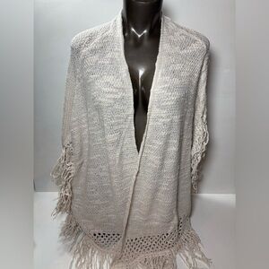 Torrid Cream Open-Front Sweater with Fringe